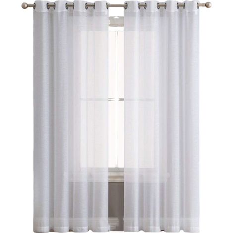 Ensemble de 2 Rideaux en Voile 134x160cm - Double Panneau en Tulle avec Oeillets - Draperies Modernes et Douces pour Décoration Blanche
