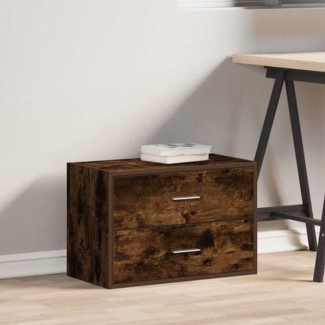 Commode 2 Tiroirs Style Chêne, Meuble de Rangement 60x31x40 cm en Bois d'Ingénierie pour Chambre et Salon (1/5)