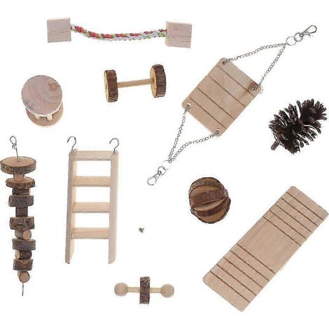 Lot de 10 jouets pour hamster à ronger les dents, en bois naturel, accessoires pour souris, jouets de soin dentaire (1/5)