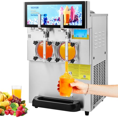 VEVOR Machine a Granites Commerciale 2x8L Machine a Granitas en Inox Alimentaire Machine a Slushie Refrigeration Rapide Panneau Intelligent Distribuer Diverses Boissons Frappees Restaurants Cafes Bars