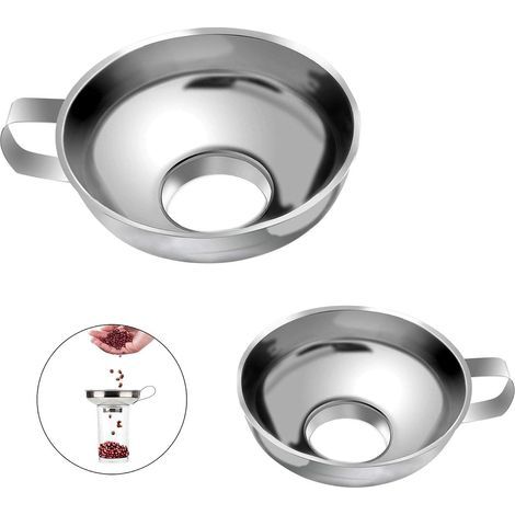 JSSEVN - Stainless Steel Jam Funnel 2pcs Kitchen Canning Funnel for Transporting Liquids, Oils, Powders, Beans and Jams (1/5)