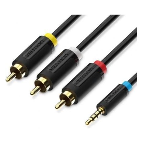 Cable Estéreo Vention BCCBG/ Jack 2.5 Macho - 3x RCA Macho/ 1.5m/ Negro