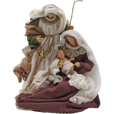Natività "King" con base e vestiti in tessuto Bordeaux per presepe Natalizio da 36 cm