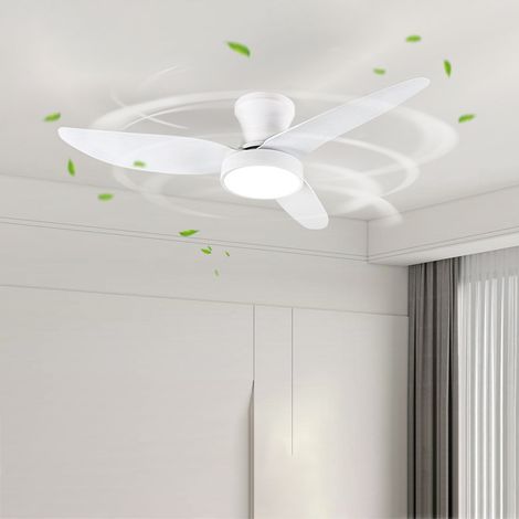 Grand ventilateur de plafond avec lumière et télécommande, ventilateur de plafond LED à intensité variable, 6 vitesses, minuterie, 88 cm (blanc) (1/5)