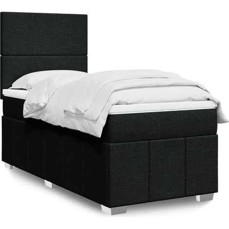 Boxspringbett mit Matratze Schwarz 90x190 cm Stoff