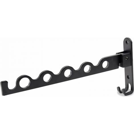 Portant à vêtements mural pliable en aluminium noir, pour salle de bain - 31,2 x 14,3 x 3,1 cm (1/5)