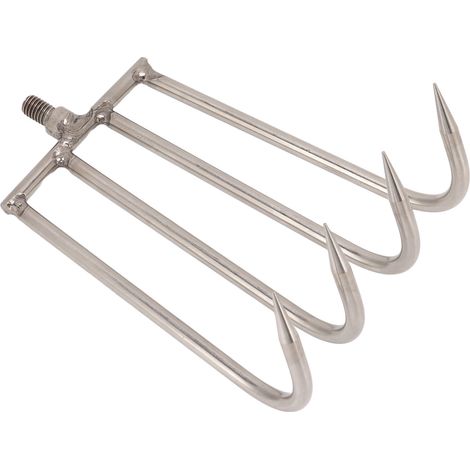 Râteau à main portable en acier inoxydable à 4 dents pour plantes aquatiques, avec interface filetée de 8 mm pour la pêche