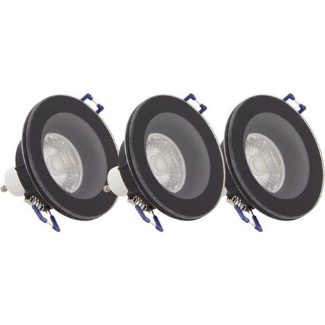 Lot 3 di faretti da incasso GU10, 4 W (equivalente a 40 W), temperatura colore 4000 K, finitura nera rotonda, IP44, per bagno e cucina – Illuminazione interna moderna ed efficiente