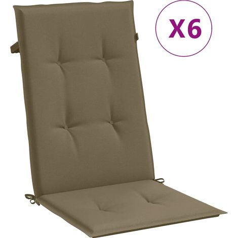 Coussins de chaise à dossier haut lot de 6 taupe mélangé tissu (1/5)