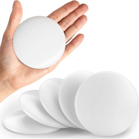 Butée de porte murale renforcée 8 cm, lot de 5 protège-poignées en caoutchouc blanc, amortisseur de choc silencieux, protection de cloison anti-coup, butoir de porte rond pour poignée, protège-mur dur (1/5)