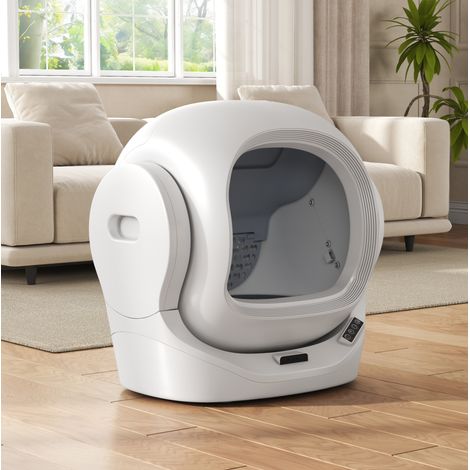 Intelligente vernetzte automatische Katzentoilette mit App, 68 l, 8-l-Abfallbehälter, weiß OKMYHOME (1/5)