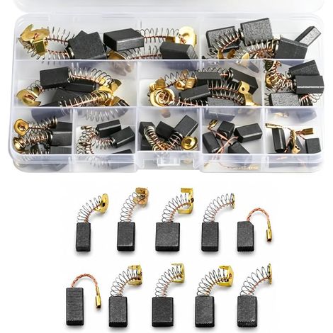 20Pièces Charbons pour Moteurs Électriques, Jeu de Balais de Remplacement 10 Tailles pour Outils Électriques Perforateur Scie Circulaire Meuleuse d'Angle (1/5)
