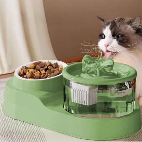 Ciotola doppia 2 in 1 per gatti, set ciotola per acqua e cibo per animali domestici, distributore automatico di acqua per gatti, distributore di acqua motorizzato per animali di piccola e media taglia (1/4)