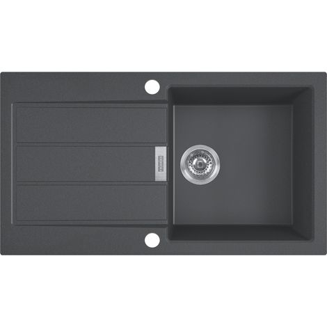 Franke – Évier à encastrer 2 bacs Tectonite® noir – Dimensions 780x435x200mm – Réversible avec 2 trous pour robinetterie – Résistant aux températures élevées (1/3)