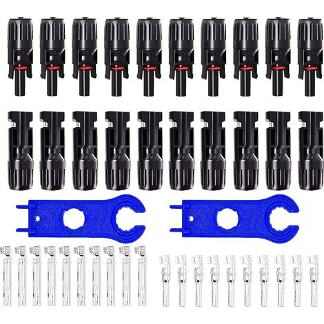 10 paires connecteur Solaire,Connecteur PV,Connecteur Solaire Photovoltaïque,Fond rond,Double Anneaux Joint étanche,pour Photovoltaïque Panneau Solaire Cable Accessoires (1/5)