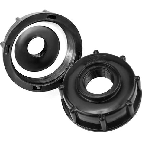2 adaptadores para tanque IBC, adaptador de manguera de jardín IBC de 3/4 de pulgada, adaptador de tapa de tanque de agua de plástico IBC S60x6 para cubo IBC de 1000 litros (1/5)