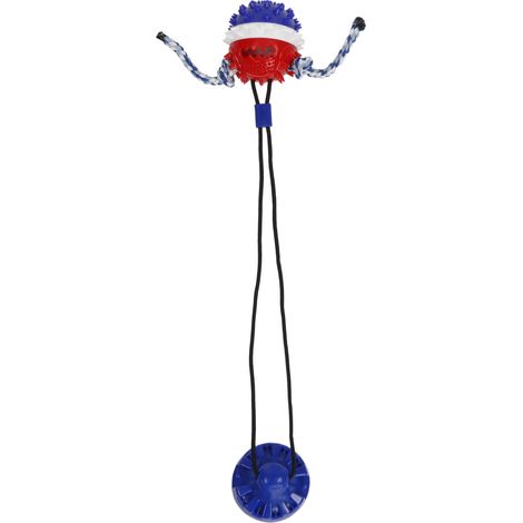 Jouet à mâcher pour chien, distributeur de nourriture et brosse à dents, avec ventouse, bleu (1/5)