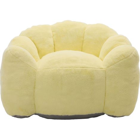 Sillón compacto con forma de loto de terciopelo corto amarillo 110x110x68 cm HOMVRA (1/5)