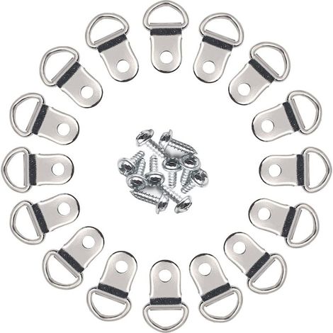 Lot de 100 anneaux en D pour cadres photo, crochets de suspension muraux en acier inoxydable (1/5)