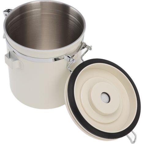 Bocal à café hermétique 1,5L, acier inoxydable 304 avec valve et cuillère, contenant alimentaire pour café moulu, thé et épices (1/5)