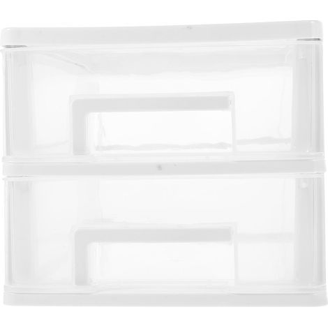 Schreibtisch-Organizer, stapelbare Aufbewahrungsbox, Schubladentyp, kleine transparente Schublade für diverse Gegenstände – 21,5 x 15 x 12,9 cm – Weiß (1/4)