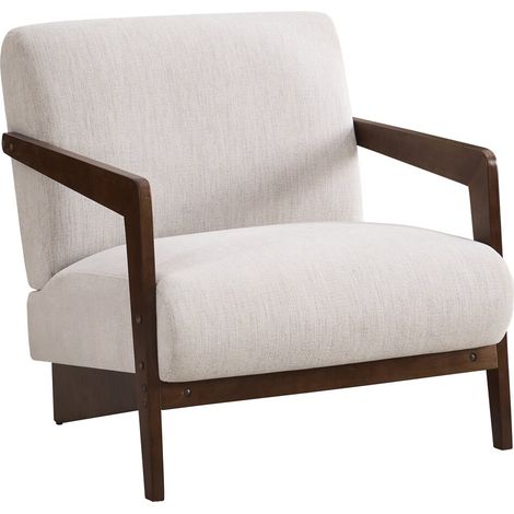 Sillón escandinavo de interior en madera y tela "Lena" - Beige