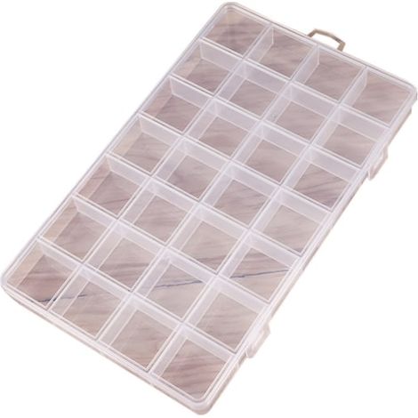 Boîte à bijoux en plastique à 28 compartiments pour ranger perles, boucles d'oreilles, bagues, colliers et autres créations. (1/5)