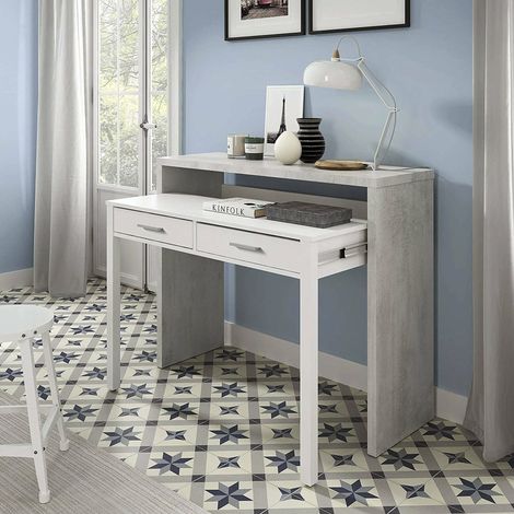 Bureau avec 1 étagère / niche et 2 tiroirs - 88 x 99 x 36 cm (1/5)