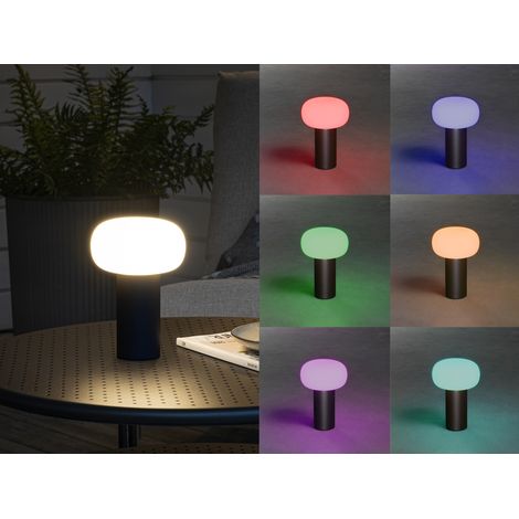 LED Akku Outdoor Tischleuchte ANTIBES mit RGB Farbwechsel, Schwarz Höhe 19cm (1/5)