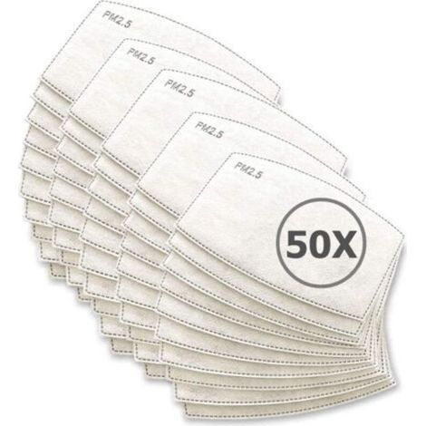 Filtre Jetable pour Masque - [Pack 50 Unités] Lot de Filtres Remplaçables avec 5 Couches de Filtration Matériau Doux et Respirant Anti-buée et Anti-poussière Protection pour Adultes et Enfants (1/5)