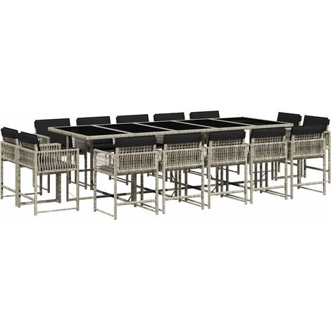 Maison Exclusive - Set comedor jardín y cojines 15 pzas ratán sin (1/5)
