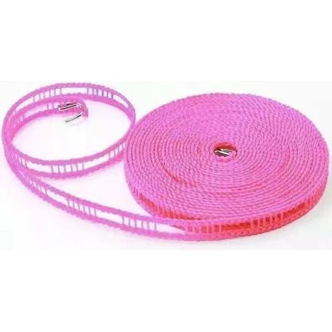 1 corde à linge extensible (rose) de 5 m, idéale pour le camping, les voyages et les activités de plein air. Résistante au vent et rétractable, elle (1/4)