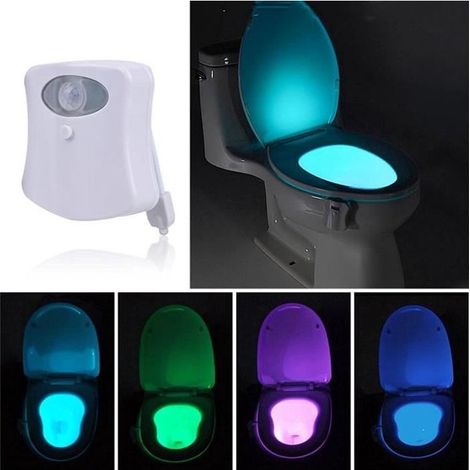 Lampe de toilette LED détecteur mouvement 8 couleurs WC salle de bain (1/4)