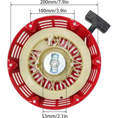 Pull Start Rewind Dispositif de démarrage avec câble de traction Inversion Démarreur Appliquer à pour Honda GX340 GX390 420cc Rouge 28400-ZE3-W01ZA