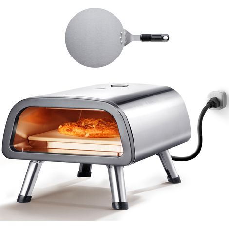 VEVOR Forno Elettrico per Pizza 12 Pollici, Pizzaiolo in Acciaio Inossidabile con Pietra Pizza Spatola, Riscalda Fino a 750°F, Forno per Pizza per Interni ed Esterni per Ristorante, Casa, Campeggio