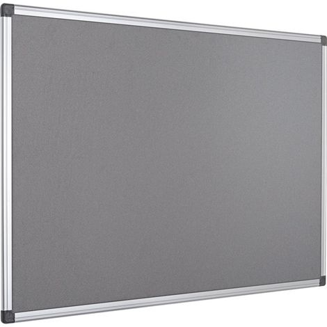 Bi-Office Pannello In Feltro Maya Con Cornice In Alluminio, Bacheca Con Superficie Di Feltro Liscia Grigio, 120 x 90 cm (1/3)