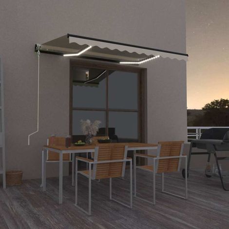 vidaXL Auvent automatique avec capteur de vent et LED 350x250 cm Crème (1/5)