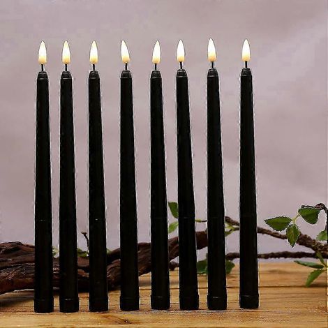 Bougies coniques sans flamme de 30 cm (12 pouces) à corps noir, lumière LED blanc chaud, fonctionne sur piles, décoration de Noël réaliste (1/5)