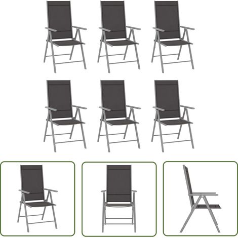 The Living Store Chaises de jardin pliables lot de 6 Textilène Noir - Chaise De Jardin - Fauteuil De Jardin - Mobilier De Jardin - Set De Chaises - Chaises Pliantes (1/5)