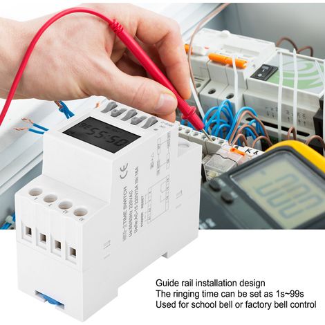 Programmateur horaire rail DIN pour sonnerie école et usine relais AC220V 3A (1/5)