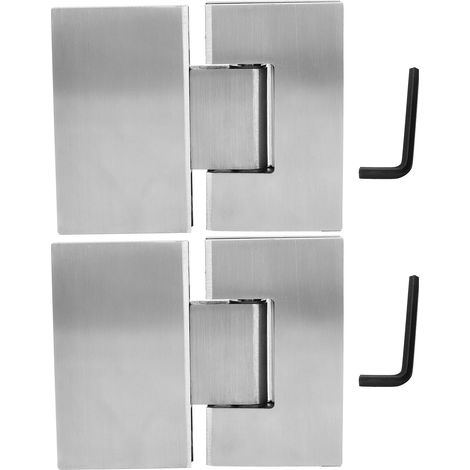 Lot de 2 charnières robustes à 180 degrés pour portes de douche et de salle de bain. (1/5)