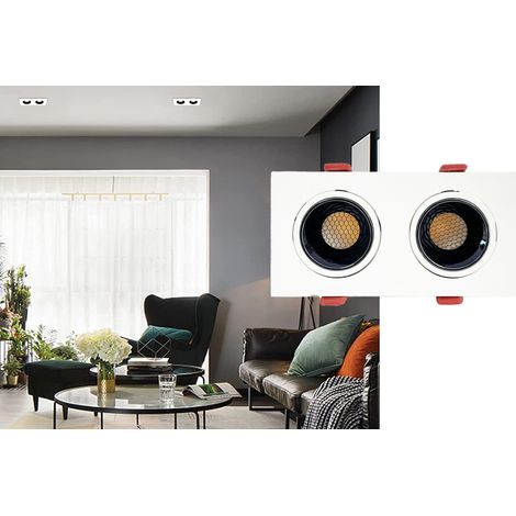 Faretto Doppio Led Incasso Orientabile Nido Ape Soffitto Bianco 24W Naturale (1/5)