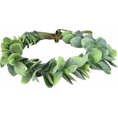 Couronne de fleurs vertes, bandeau floral en eucalyptus, accessoire photo pour mariages et festivals (1/5)