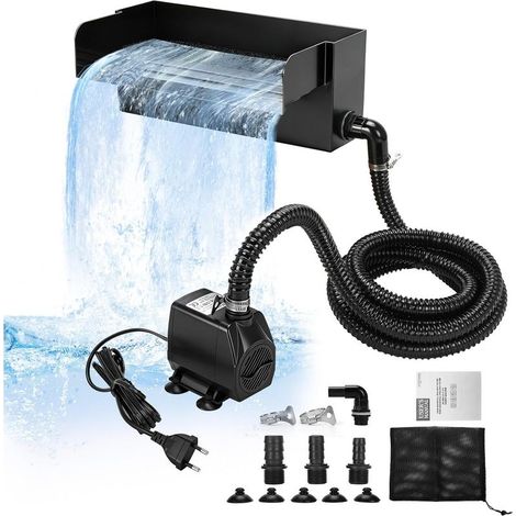 Cascade Jardin Inox 30cm Avec Filtre Et Pompe 45w 3000l/h Kit Complet Tuyau Flexible 3m Pour Installation Facile Bassin Extérieur