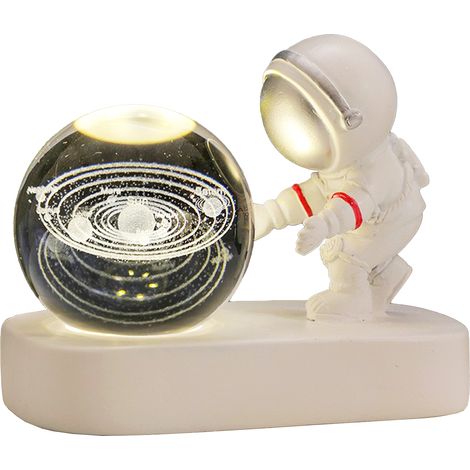 Boule à neige astronaut 6cm décoration bureau lumineuse système solaire cadeau anniversaire design moderne éclairage LED intégré (1/5)