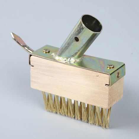 Tête de brosse à mauvaises herbes pour jardin, terrasse, terrasse - Têtes de balai métallique avec support et grattoir pour gratter les mauvaises herbes et l'accumulation de mousse à partir des pavés