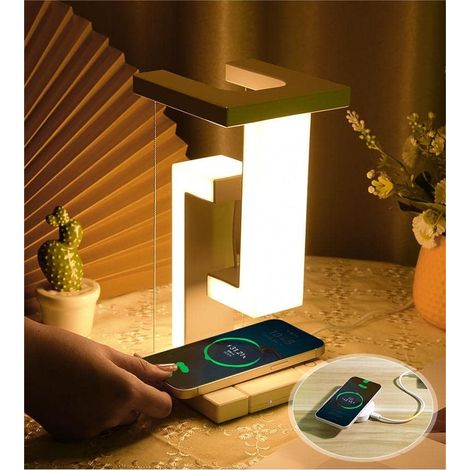 ZOLGINAH Lámpara de noche con función de carga, 2023 Nueva luz nocturna Lámpara de mesa LED inteligente, Lámpara de escritorio creativa regulable por USB Adornos flotantes inalámbricos Decoración Rega (1/5)
