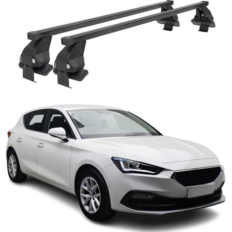 OMAC Dachträger Querträger Stahl für Seat Leon IV 2020-2026 – Abschließbar – City-Crash-getestet – DIN 75302:2020 – ISO/PAS 11154:2006 – Max. 50 kg Schwarz (1/5)