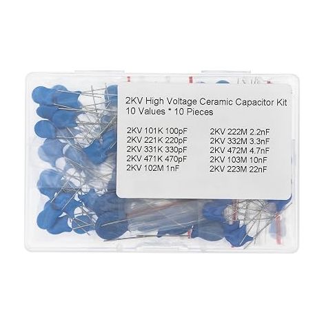 10 Values 10 Pieces 2KV High Voltage Ceramic Capacitor Kit 100pF 220pF 330pF 470pF 1nF 2.2nF 3.3nF 4.7nF 10nF 22nF (1/2)