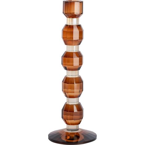 Bougeoir en verre marron facetté - marron (1/4)